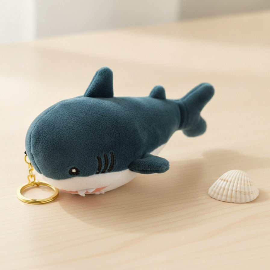 Plush Shark Keychain - Dark Blue