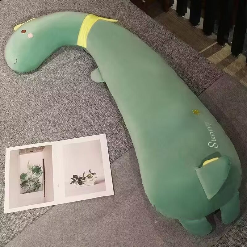 Large white goose plush pillow - Green