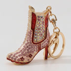 Rhinestone Cowboy Boot Keychain - Red