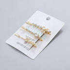 Gold Pearl And Rhinestone Hair Clips Set – hair accessories (view 1)