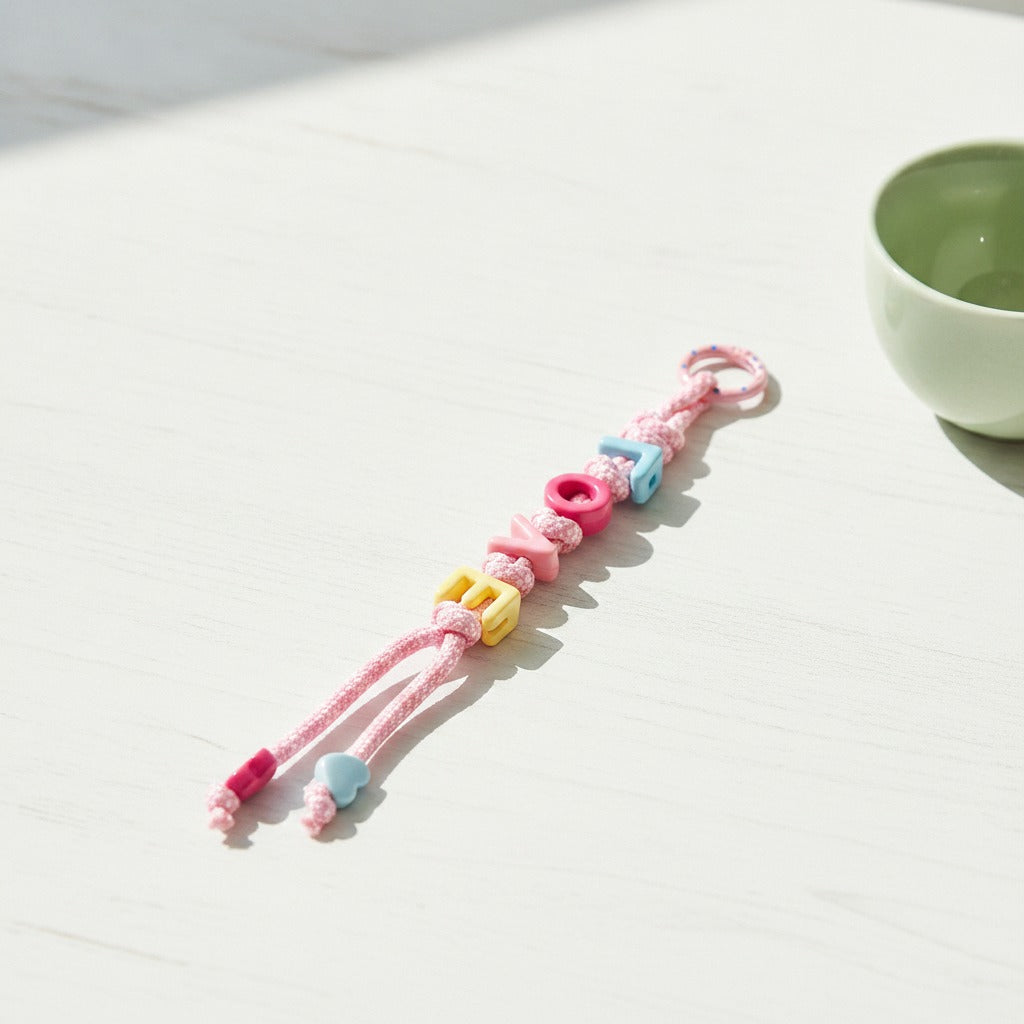 Beaded Letter Charm Keychain - Type 1
