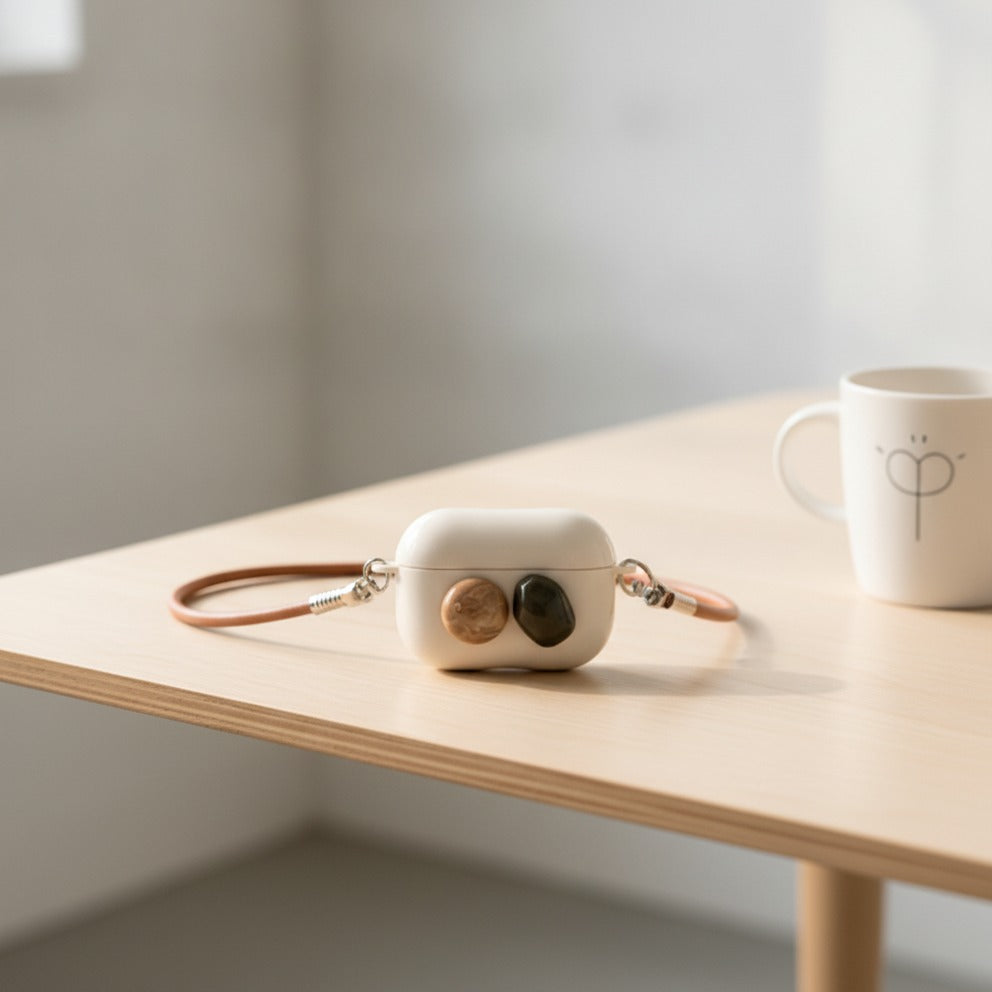 Mini Shoulder Bag AirPods Case - Cream with Blush & Olive Gems (for AirPods 3)