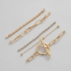 Chain Link Bracelet Set With Toggle Clasp - Gold – jewelry (view 1)