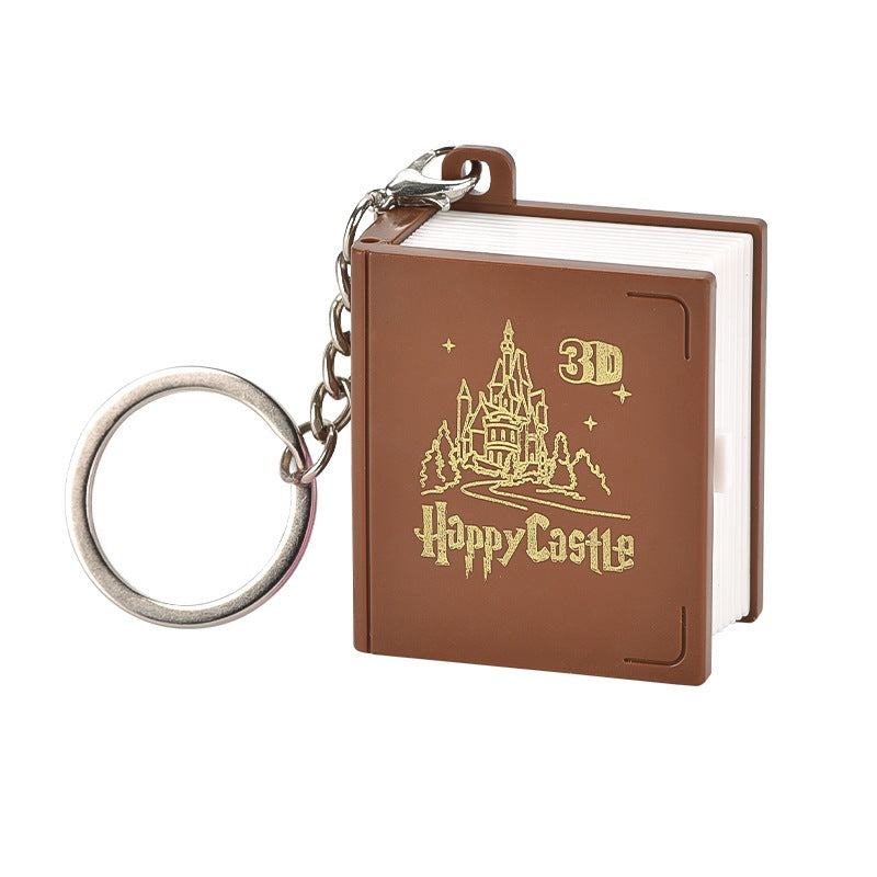 3D Pop Up Book Keychain Creative Gift Bookmark Charm - Brown