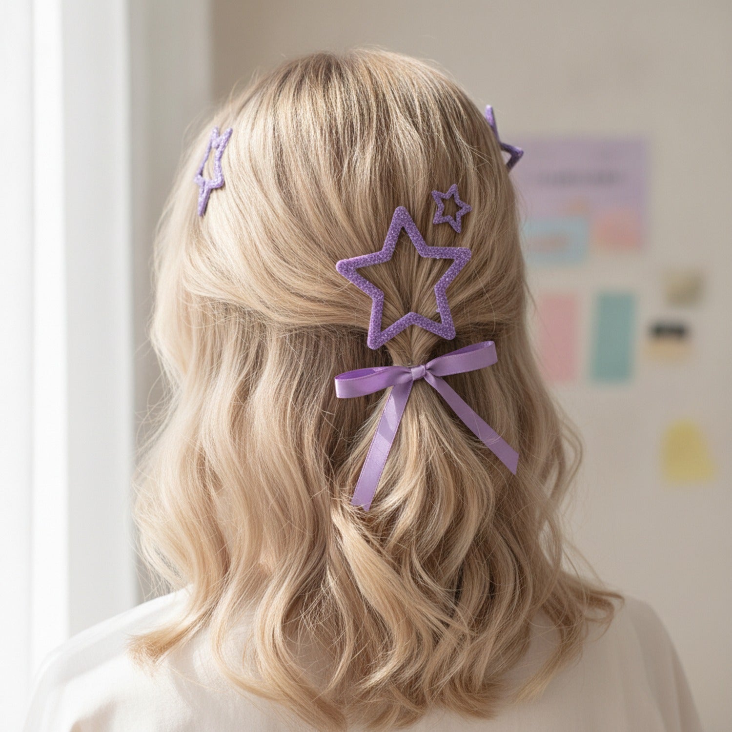 Butterfly & Star Hair Clip Set Purple