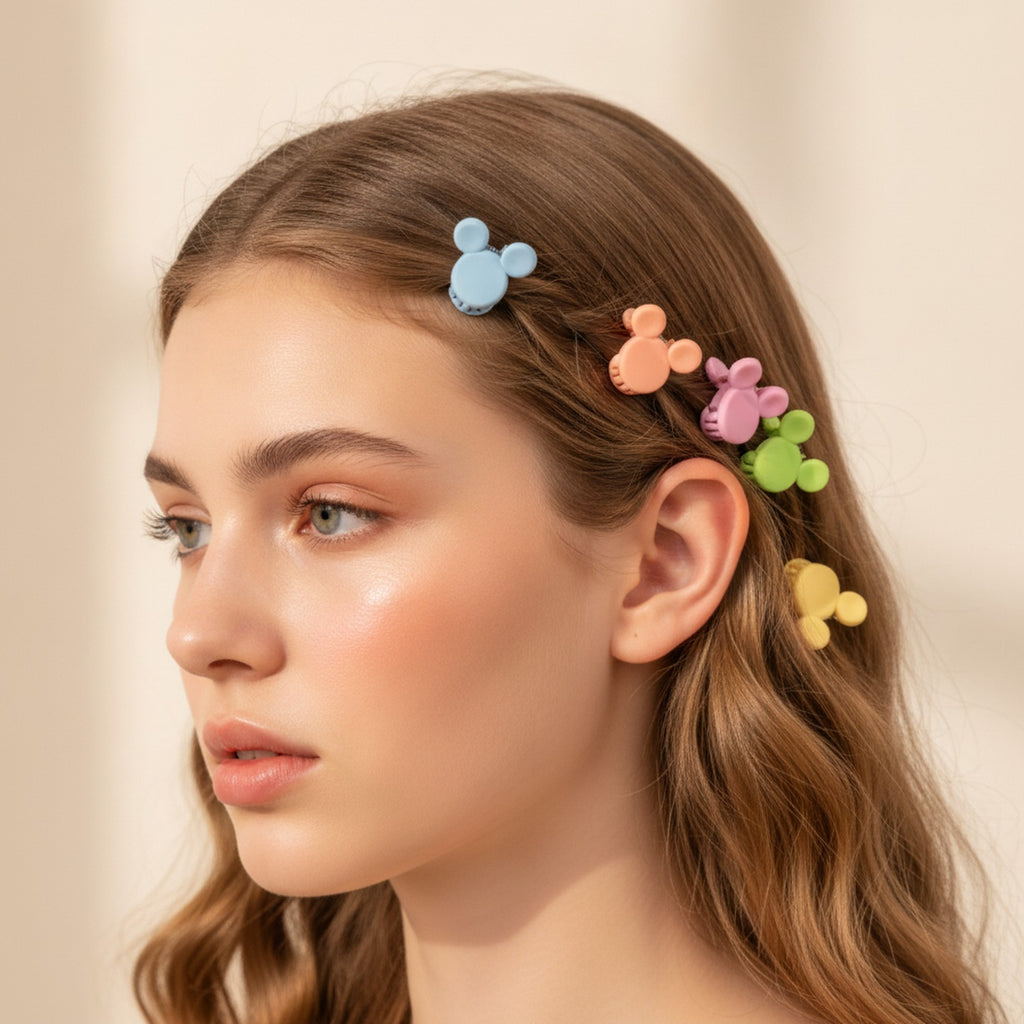 Blue Flower Hair Clips Set Mickey