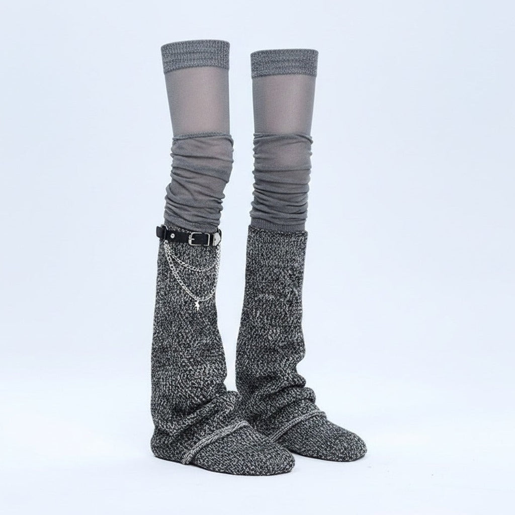 Slouchy Knee-High Socks - Gray
