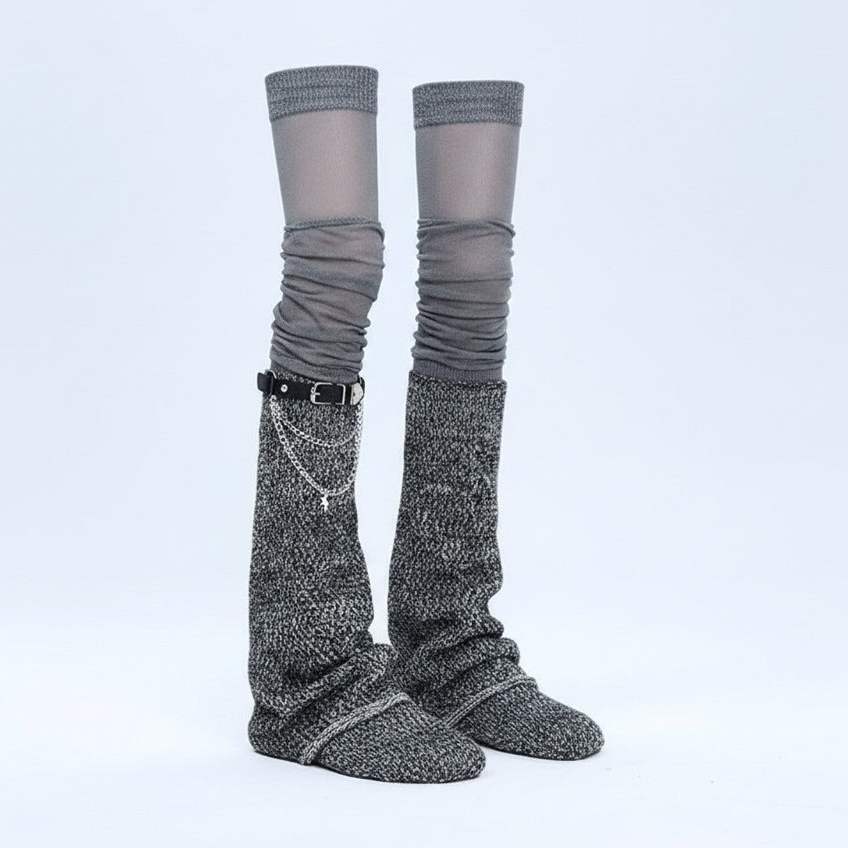 Slouchy Knee-High Socks - Gray