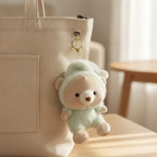 Cozy Bear Plush Keychain - Sage Green