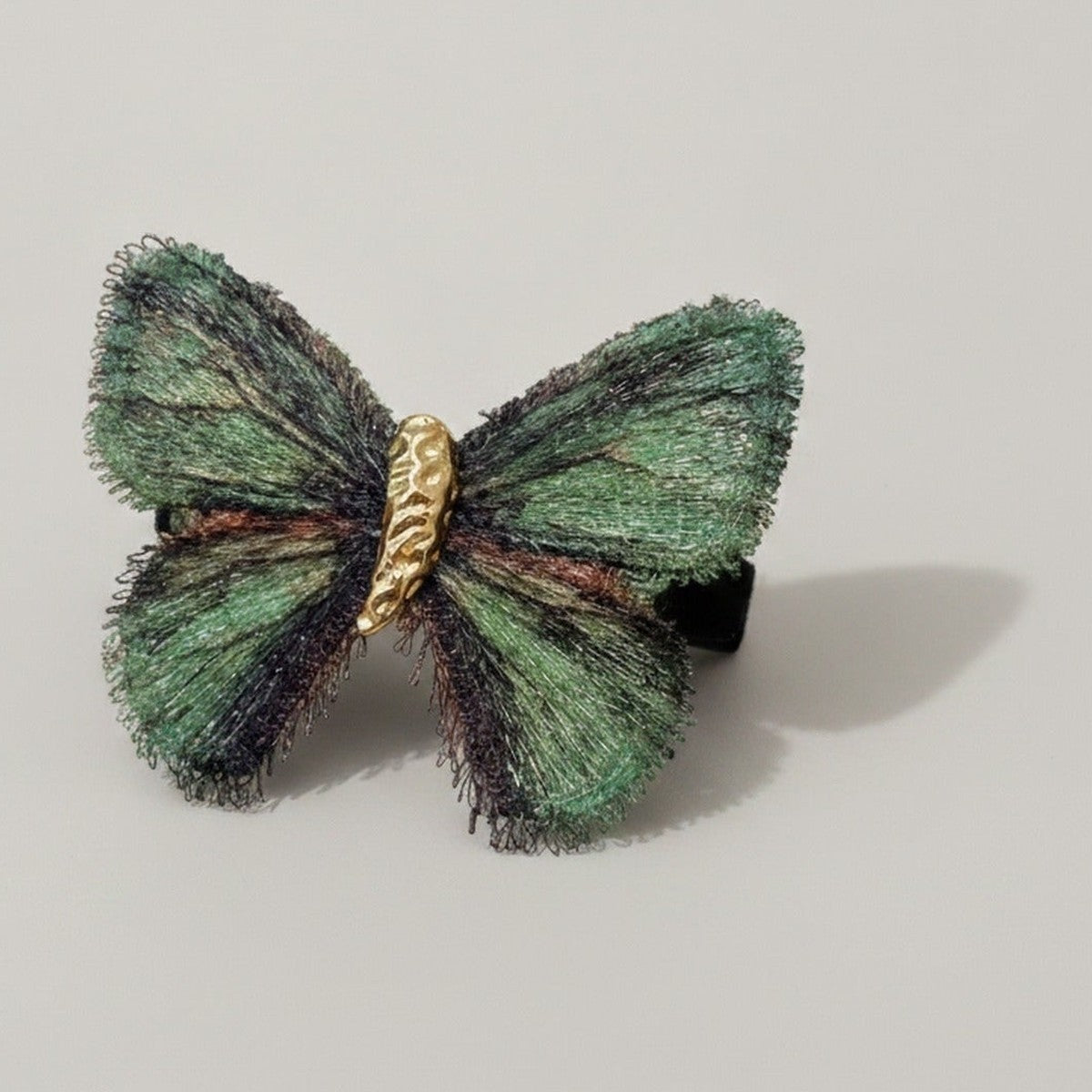 Emerald Green Butterfly Hair Clip With Gold – hair accessories (view 1)