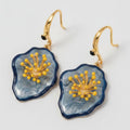 Botanical Bloom Dangle Earrings - Retro Blue
