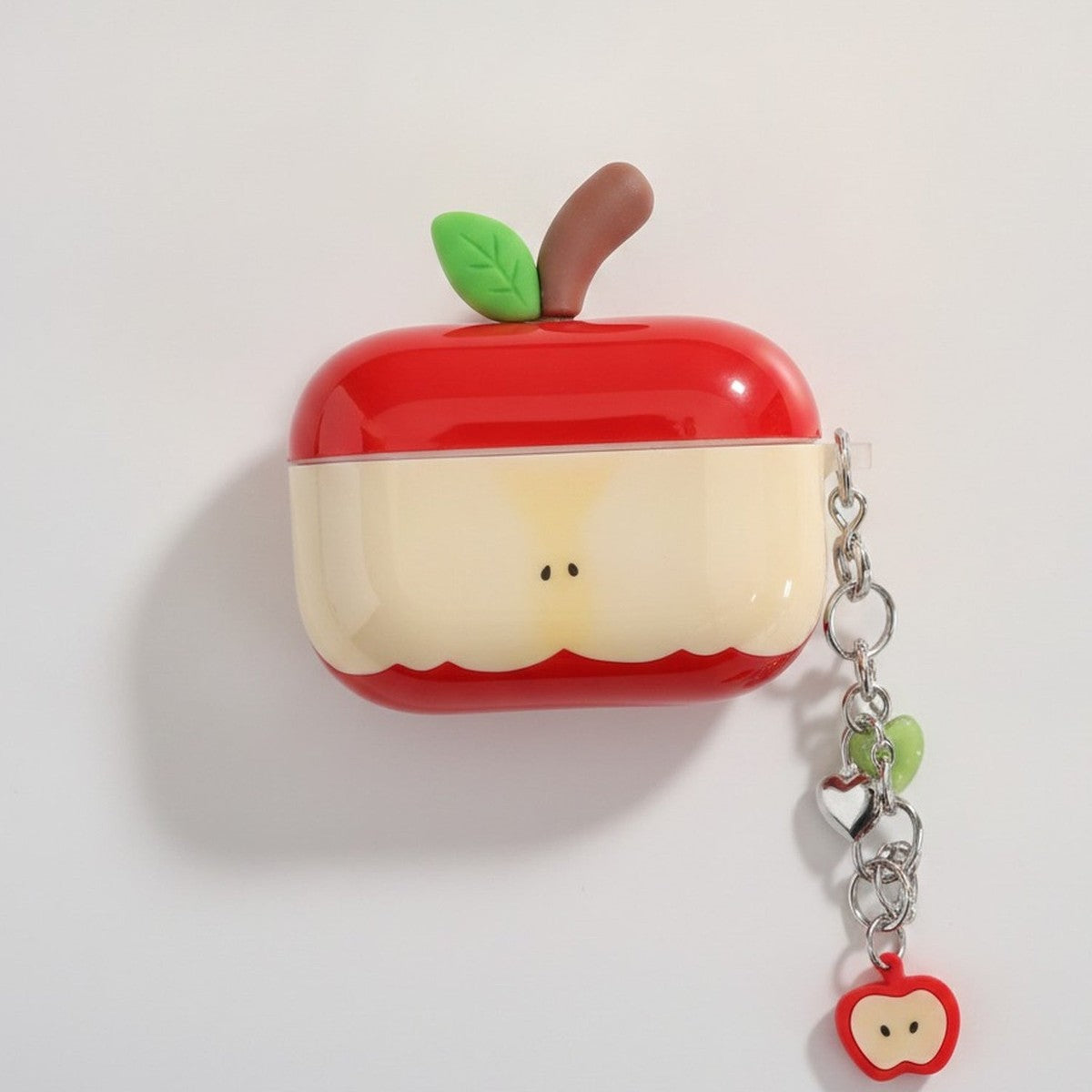 Cute Red Bitten Apple AirPods Case with Charm – tech (view 1)