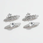 Gemstone Heart Claw Hair Clip Set - Clear Happy – hair accessories (view 1)