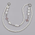 Pearl Beaded Charm Keychain - Pink Charm