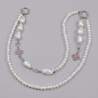 Pearl Beaded Charm Keychain - Pink Charm