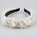 Pearl & Rhinestone Padded Headband - White Pearl