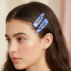 Polka Dot Teardrop Hair Clips Set Blue Polka Dot