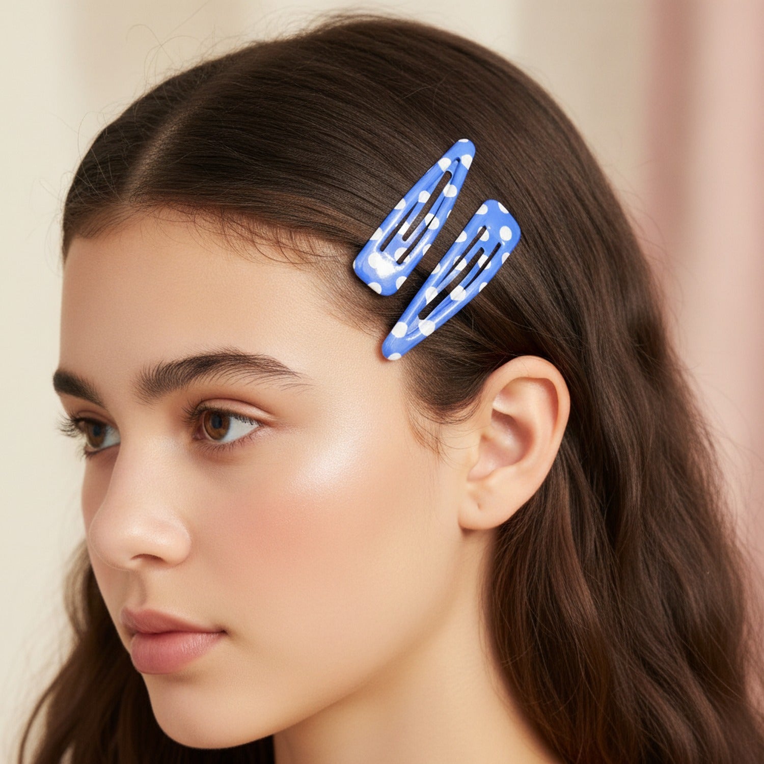 Polka Dot Teardrop Hair Clips Set Blue Polka Dot