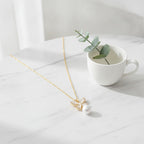Butterfly Pearl Drop Necklace - Gold