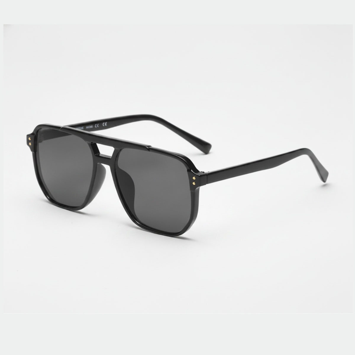 Black Square Aviator Sunglasses With Gold Studs – eyewear (view 1)