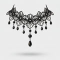 Black Lace Choker Necklace With Beaded Drops – jewelry (view 1)