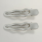 Sage Green Wavy Metal Hair Clips Duo – hair accessories (view 1)
