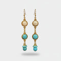 Turquoise & Cream Beaded Drop Earrings Turquoise & Cream