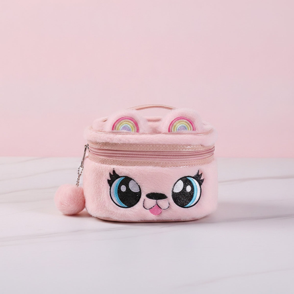 Fuzzy Creature Cosmetic Pouch - Pink