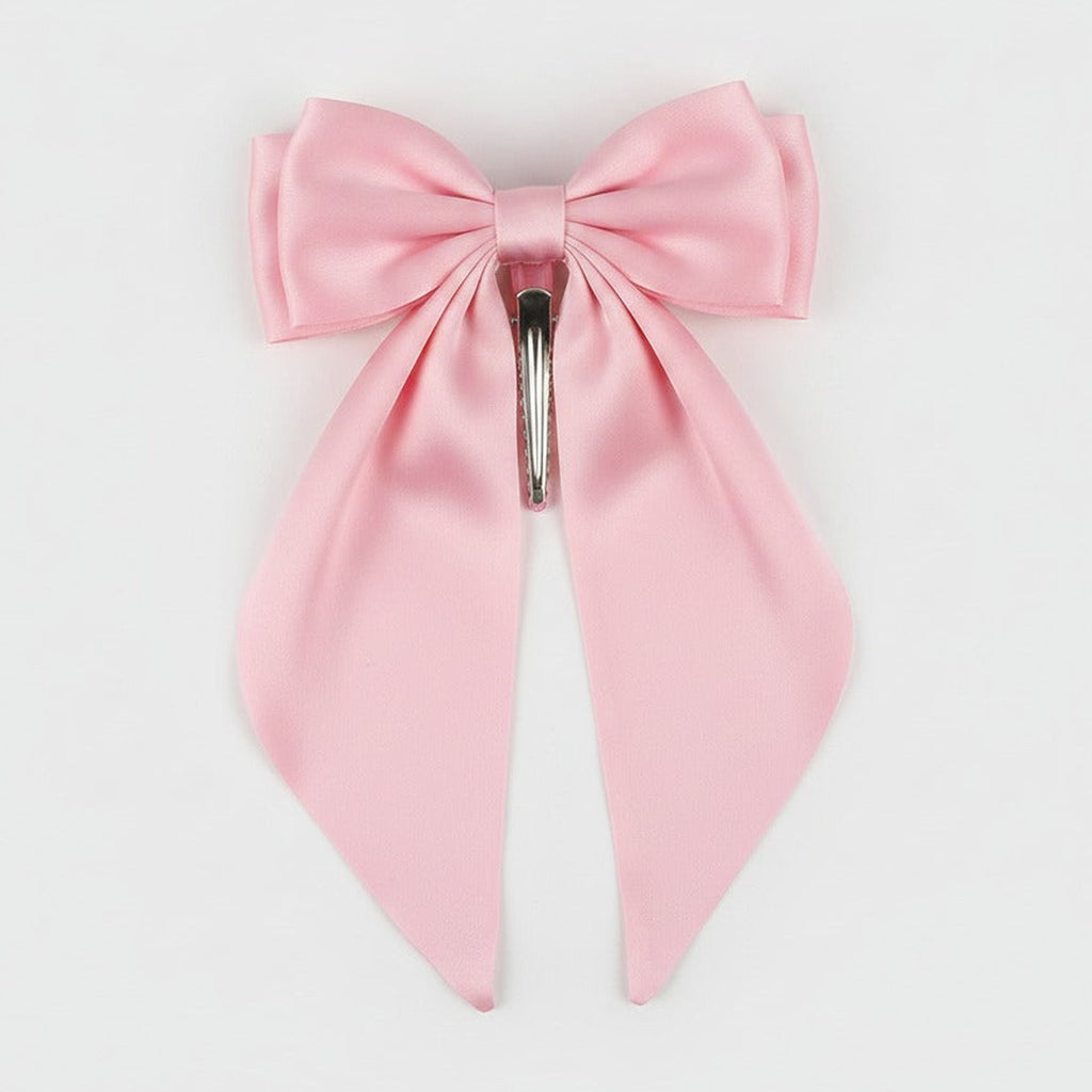 Gingham Bow Hair Claw - Dusty Rose