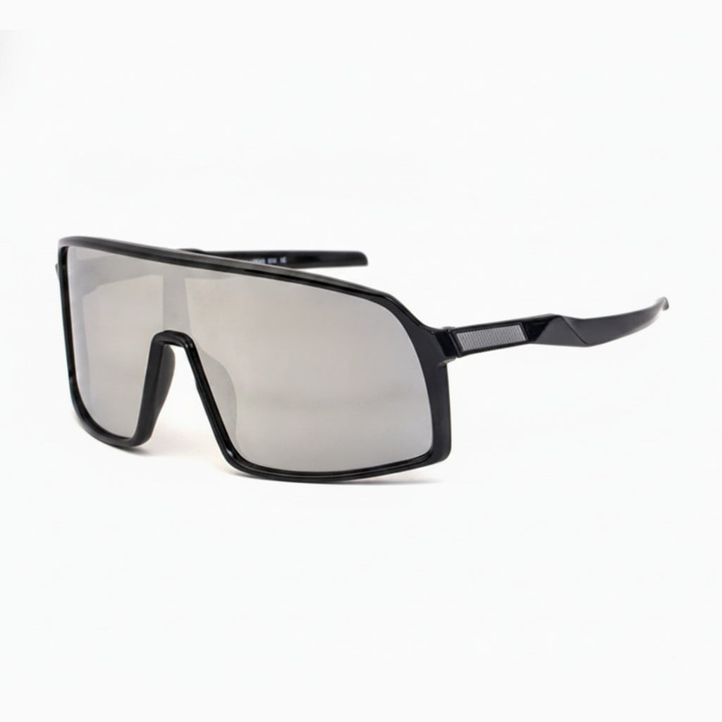 Black Shield Square Sunglasses With Textured Temple Arms – eyewear (view 1)