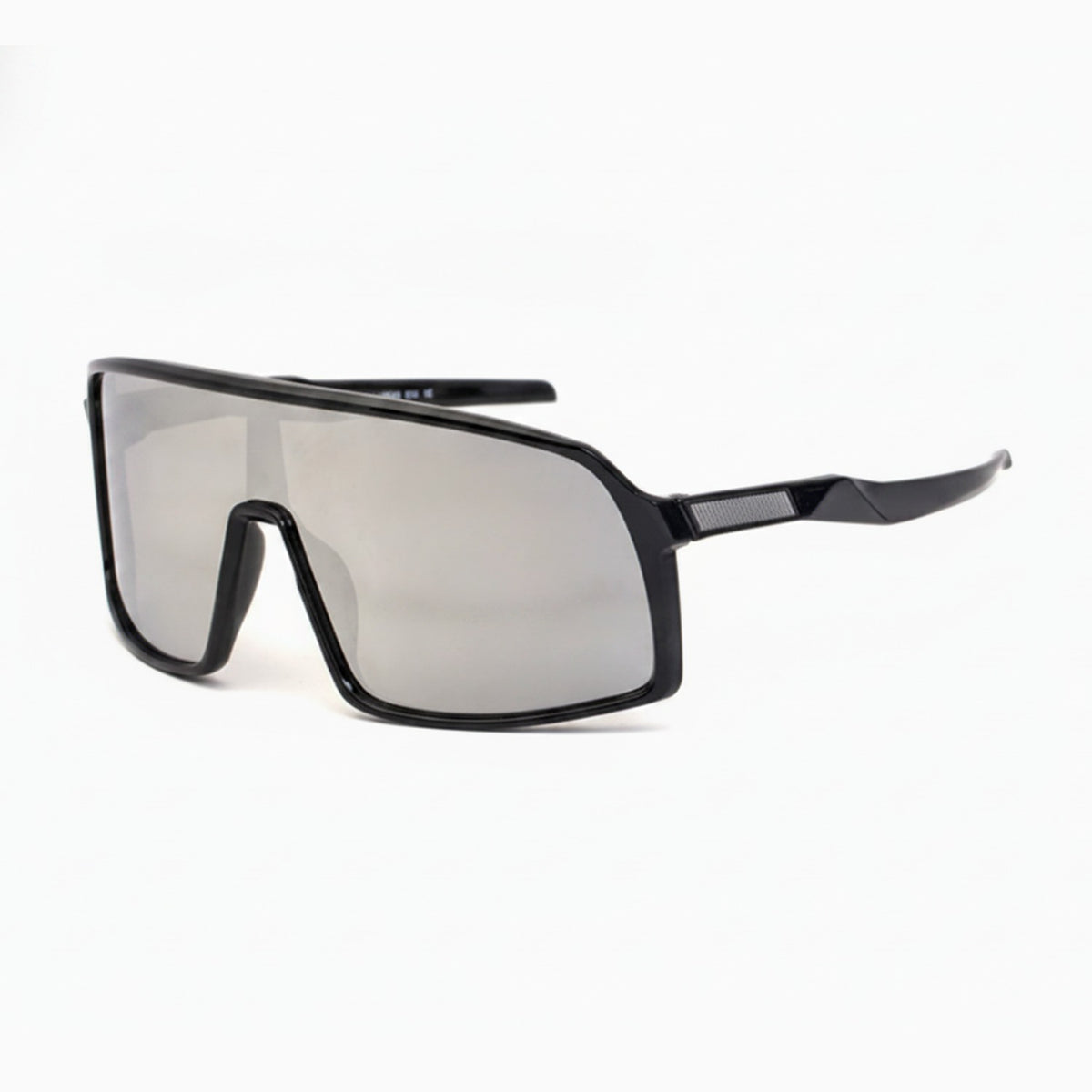 Black Shield Square Sunglasses With Textured Temple Arms – eyewear (view 1)