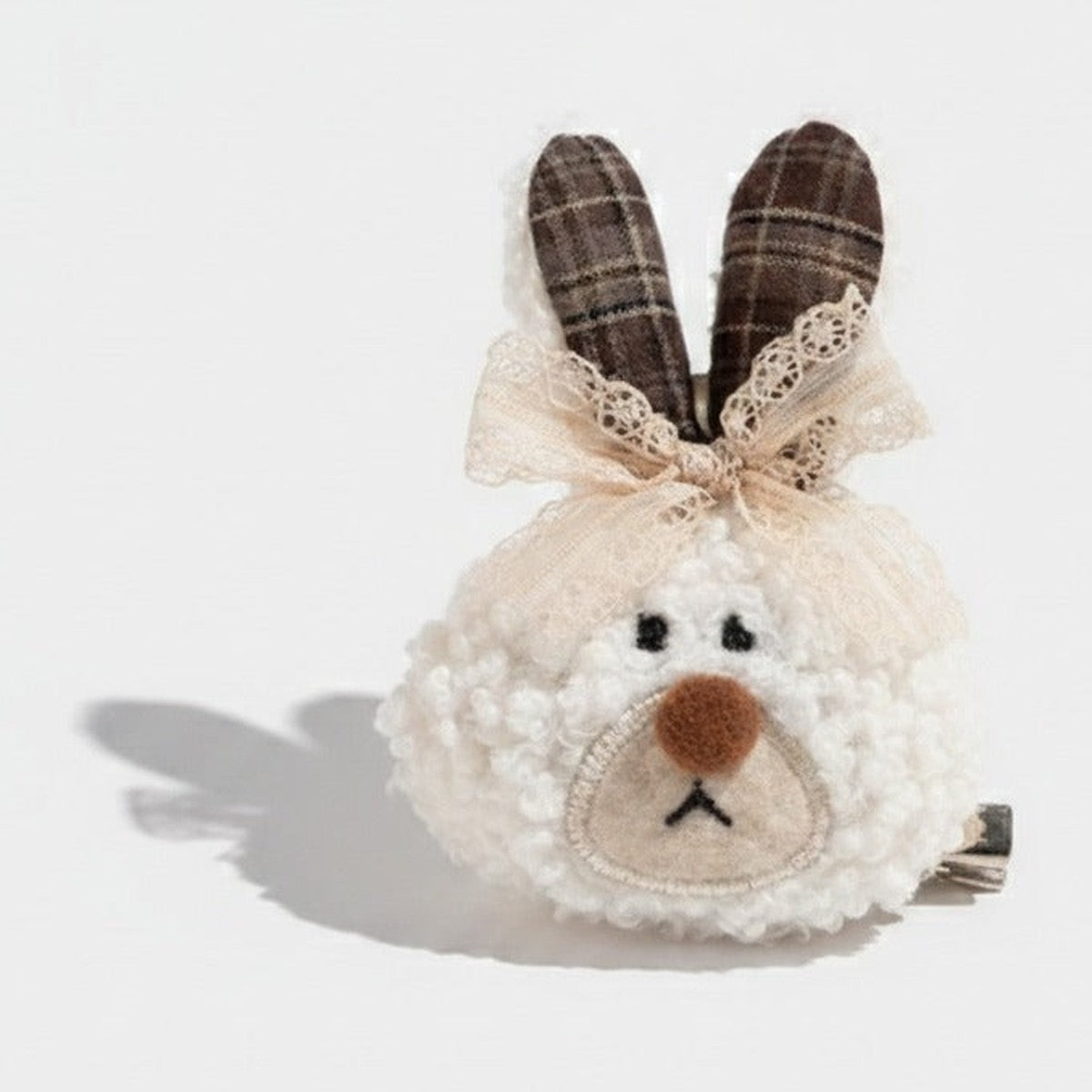 Fuzzy Bunny Hair Claw With Lace Bow – hair accessories (view 1)