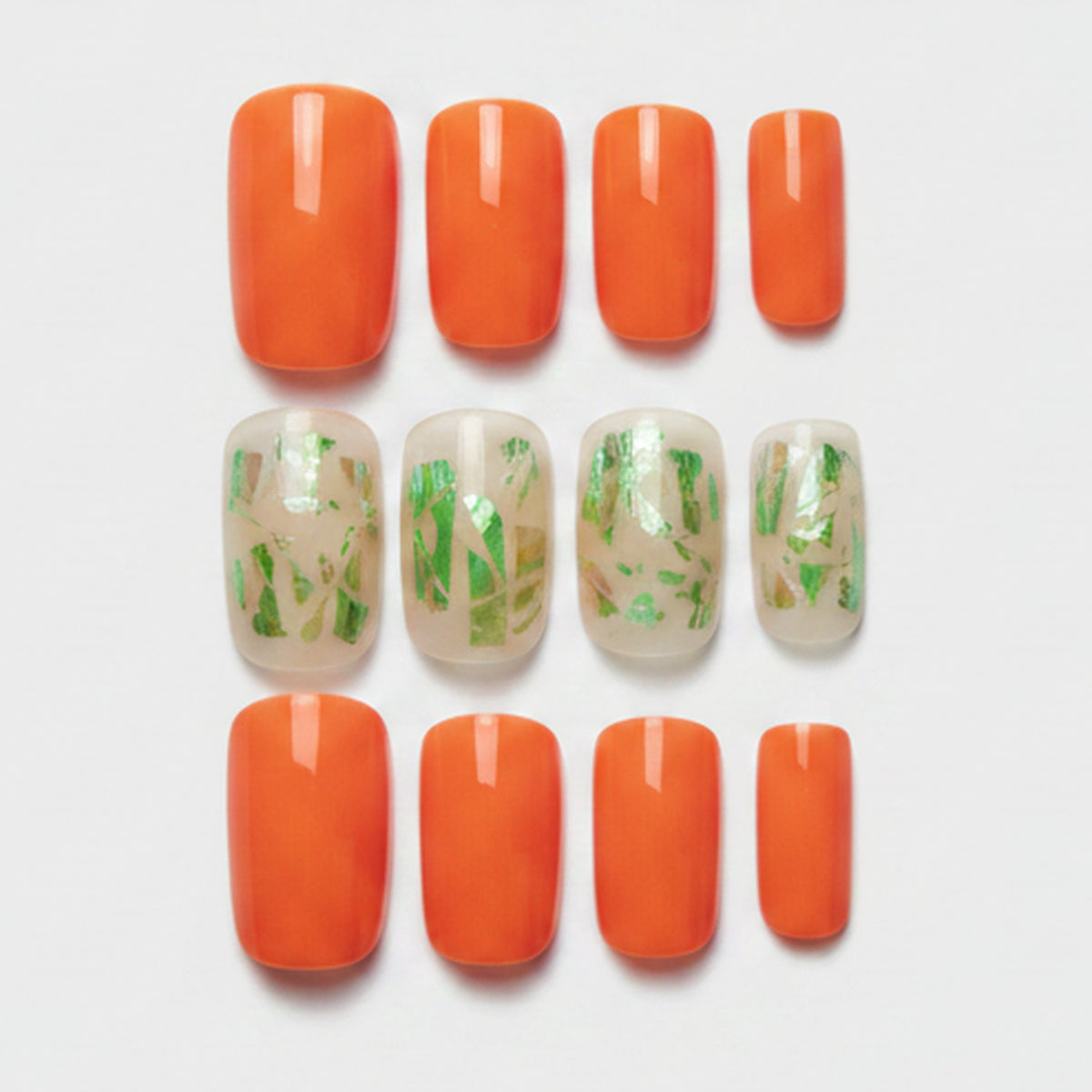 Press-On Nail Ring Set - Orange & Holographic