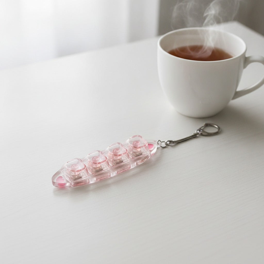 Heart Keycap Light-Up Keychain - Pink