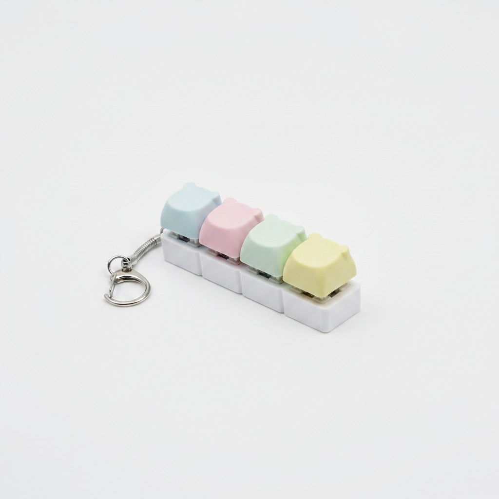 Mini Keyboard Keycap Keychain - Blue, Pink, Yellow & Cyan