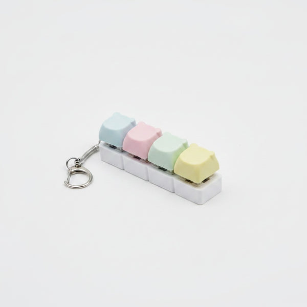 Mini Keyboard Keycap Keychain - Blue, Pink, Yellow & Cyan