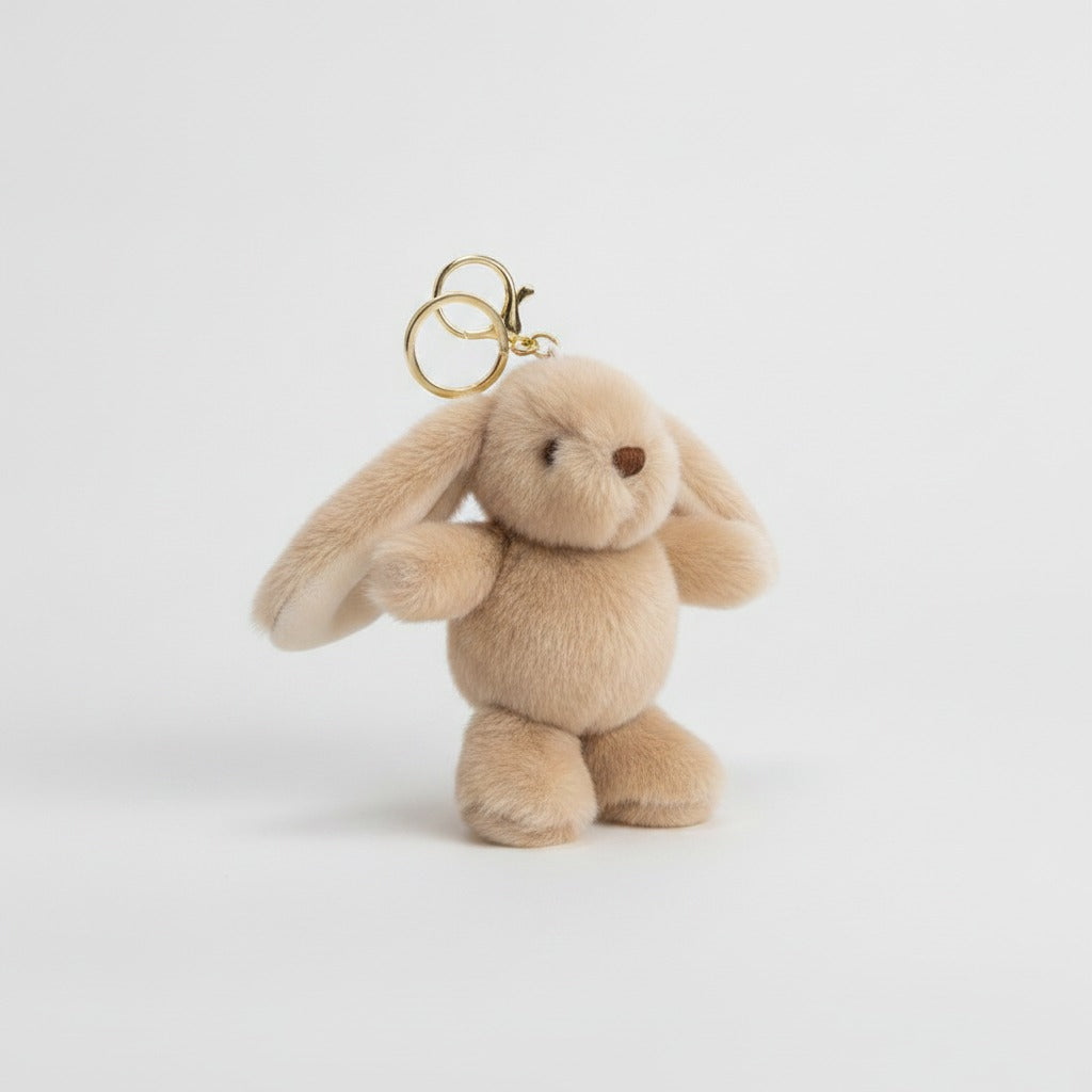 Fuzzy Bunny Keychain Charm - Cream