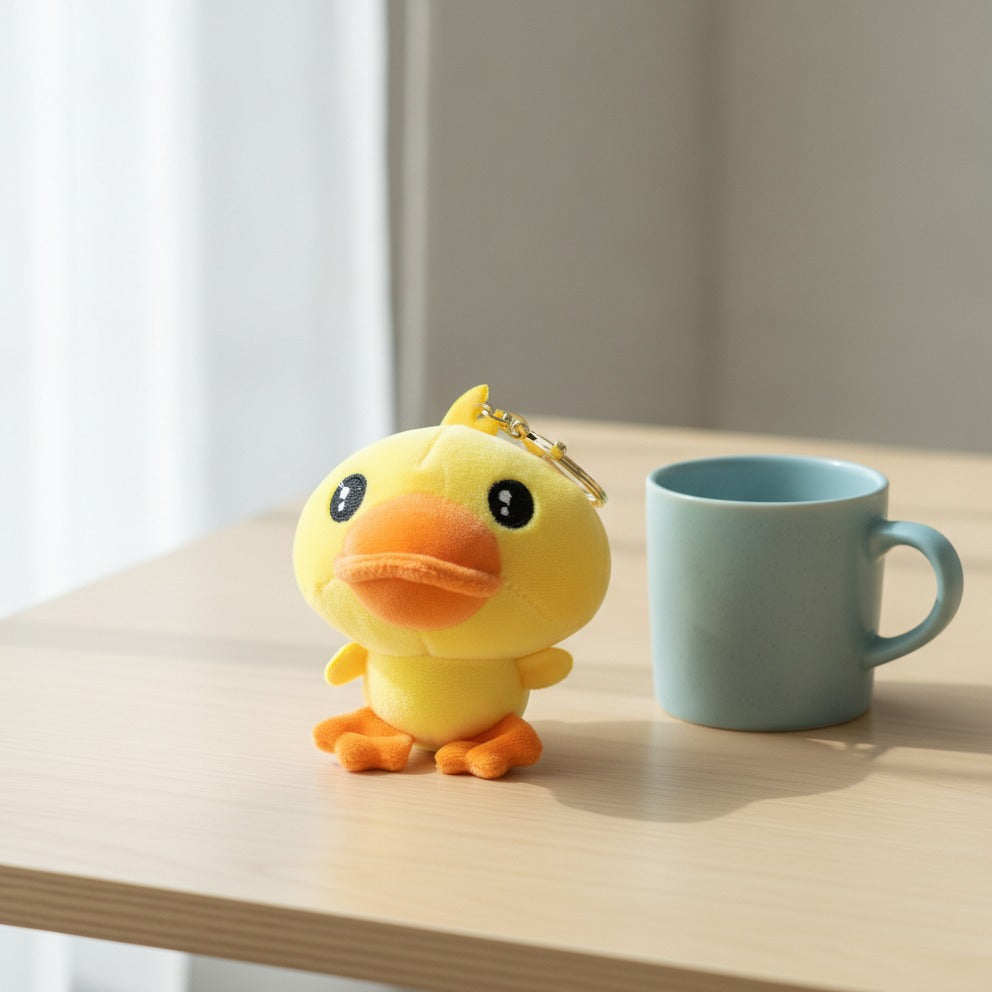 Cute Duck Plush Keychain - Yellow