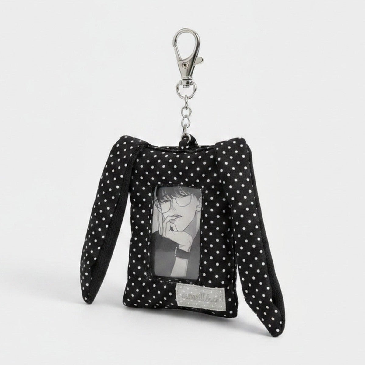 Black Polka Dot Bunny Ear Phone Charm With Star – tech (view 1)