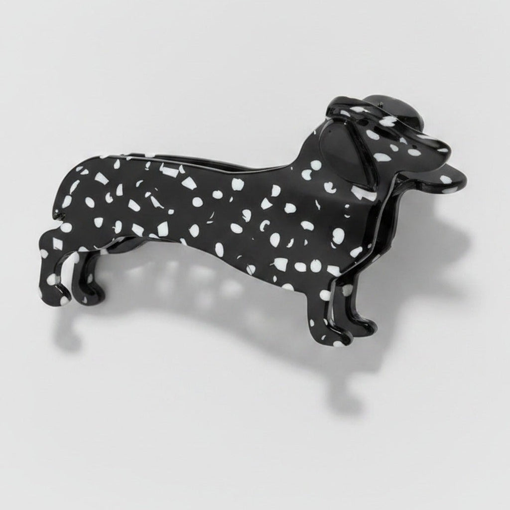 Black Spotted Dachshund Hair Claw Clip – hair accessories (view 1)