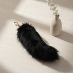 Fluffy Faux Fur Tail Keychain - Black