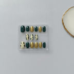 Press-On Nail Set, 12-Piece - Forest & Gold