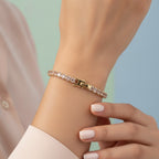 Delicate Crystal Tennis Bracelet - Champagne Gold