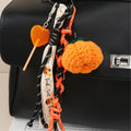 Halloween Pumpkin Leather Keychain Wooden Bead Bag Charm - Type 2