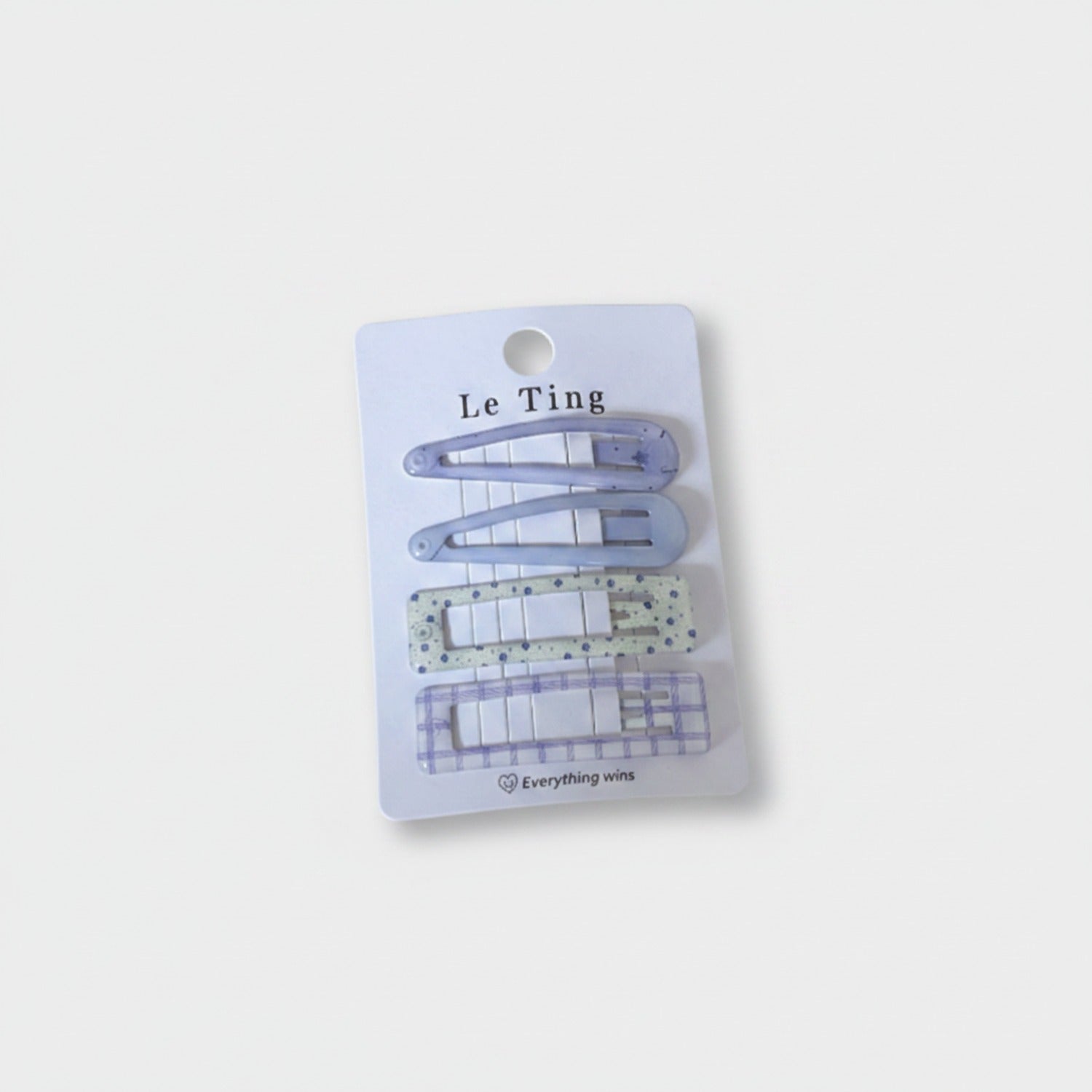 Le Ting Printed Snap Hair Clip Set Blue Stripe & Pear