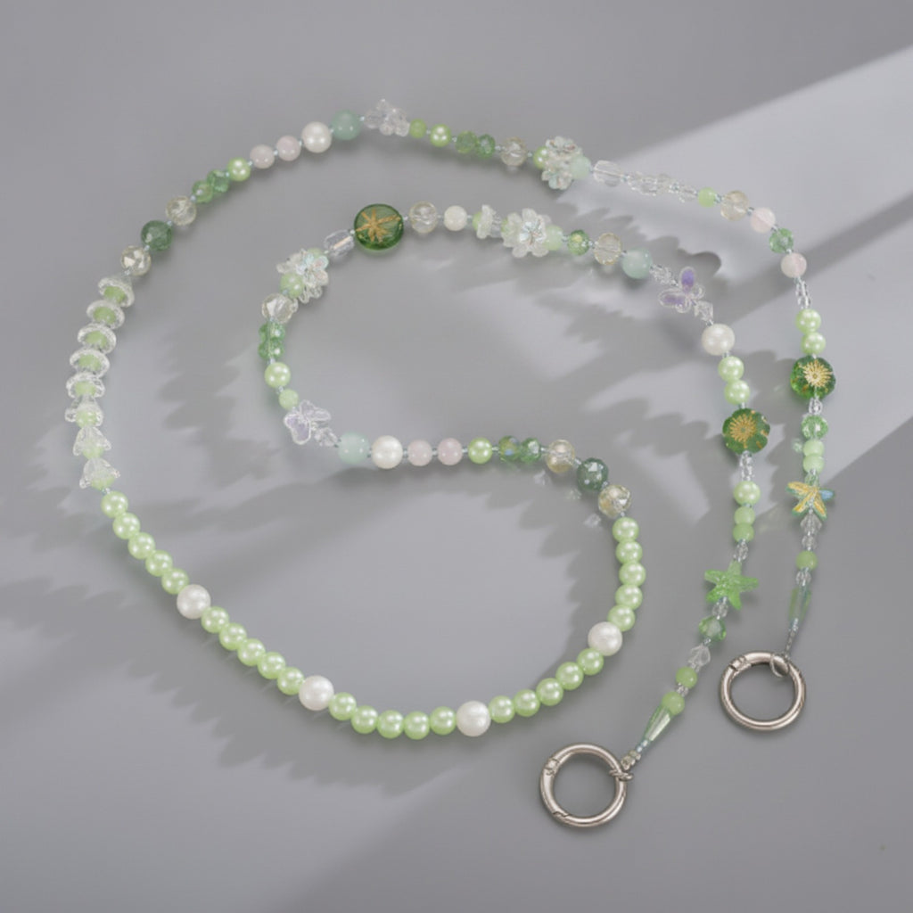 Beaded Phone Charm Strap - Green