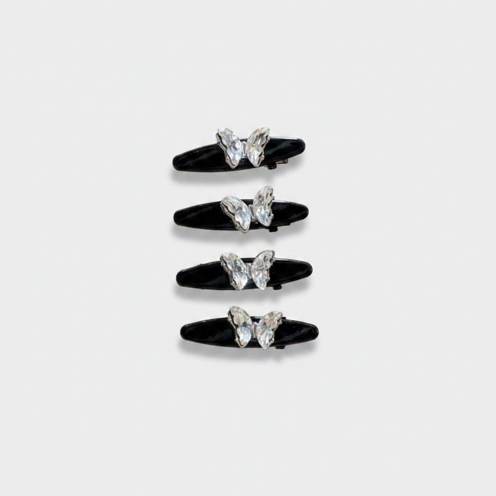 Rhinestone Butterfly Hair Clip Set Champagne Butterfly