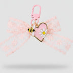 Lace Wing Heart Bag Charm - Pink