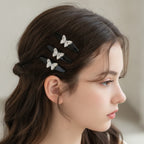 Rhinestone Butterfly Hair Clip Set Champagne Butterfly