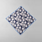 Floral Silk Square Scarf - Navy & Blue